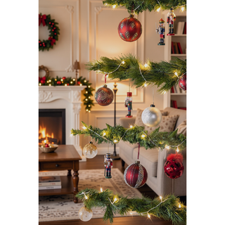Sunvega Glass Glitter Painted Christmas Ball Ornaments Set of 12 for Holiday Decor