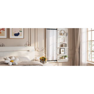 Sunvega Wall Mounted Full Length Mirror with Shelf and Hook Multifunctional Design Panel