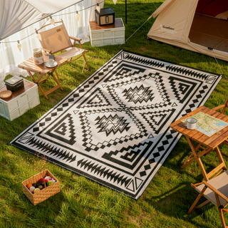 Sunvega Reversible Outdoor Rug with Protective Coating and Strap Stakes for Patio