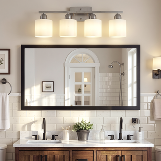 Sunvega Gold Vanity Light Fixture with Milky White Glass Shade for Mirror Bathroom