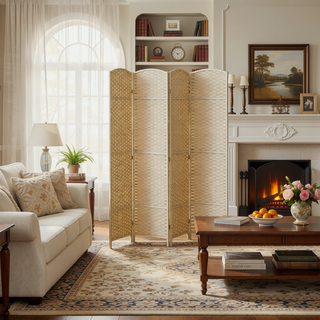 Sunvega 6 Panel Folding Privacy Screen with Removable Shelves and Hinged Design