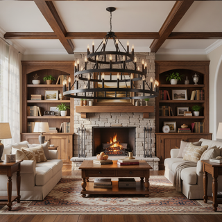 Sunvega 36-Light Farmhouse Wagon Wheel Chandelier with Adjustable Height for High Ceiling