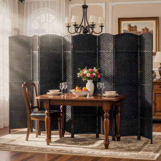 Sunvega 6 Panel Folding Privacy Screen with Removable Shelves and Hinged Design