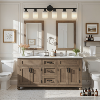 Sunvega Modern Golden Finish 6-Light Vanity Sconce with Frosted Glass Shades