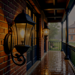 Sunvega Vintage Wall-Mounted Outdoor Lantern Light with Black Metal Sconce and Frosted Glass