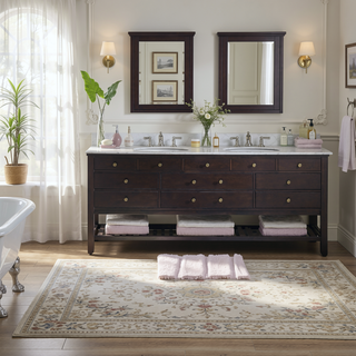 Sunvega Soft Fade Resistant Non Skid Bath Rug with High Low Stripe Design