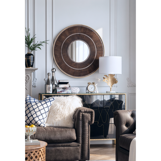 Sunvega Gold and White Leaf Design Table Lamp with Marble Base and Fabric Shade