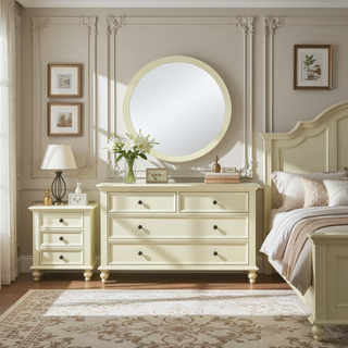 Sunvega Solid Mango Wood Frame Wall Mirror with Clean Silhouette for Bathroom