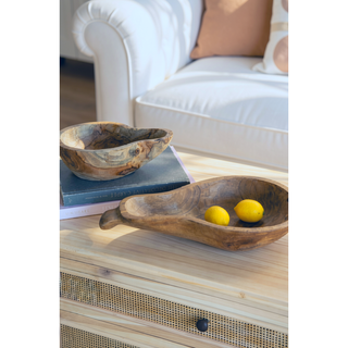 Sunvega 12x4 Inch Mango Wood Round Decorative Bowl with Natural Knots