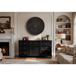 Sunvega Trendy 30" Round Oversized Wall Clock with Open Gear Mechanism