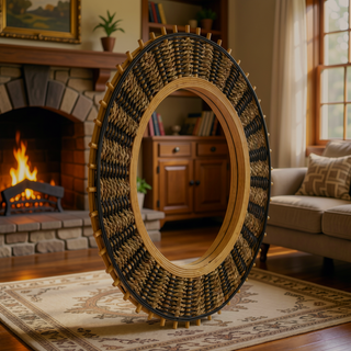 Sunvega Sunburst-Shaped PU Art Decorative Wall Mirror for Bathroom Bedroom