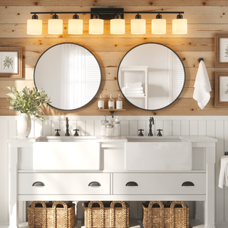 Sunvega Gold Vanity Light Fixture with Milky White Glass Shade for Mirror Bathroom