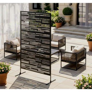 Sunvega 6 Panel Folding Privacy Screen with Removable Shelves and Hinged Design