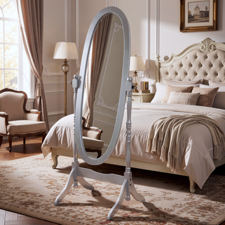 Sunvega Silver Cheval Mirror with Wood Frame for Traditional Decor Tilts