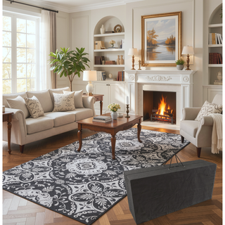 Sunvega Reversible Outdoor Rug with Protective Coating and Strap Stakes for Patio