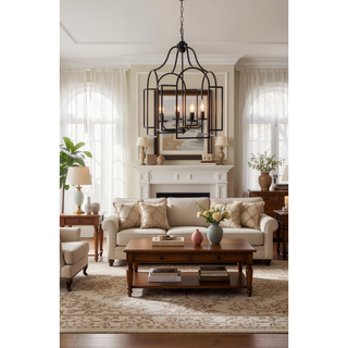 Sunvega Malin Entry 4-Light Chandelier with Satin Black Finish for Kitchen Dining Room