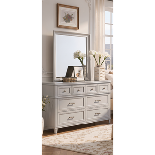 Sunvega Sand Colored Beveled Glass Poster Mirror with Metal Accents
