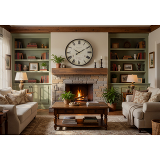 Sunvega 20 Inch Round Wall Clock with Antique Brown Roman Numerals