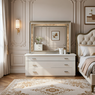 Sunvega Skylar Dark Champagne Finish Nightstand with Two Spacious Embossed Drawers