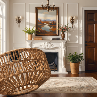 Sunvega Boho Ceiling Light Fixture with Hand Woven Rattan Cage and Dimmable LED Bulb