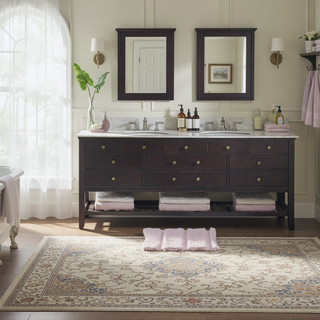 Sunvega Soft Fade Resistant Non Skid Bath Rug with High Low Stripe Design