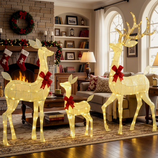 Sunvega Lighted Reindeer Family Set with LED Lights for Indoor Outdoor Christmas Decor