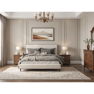Sunvega White and Walnut Finish Nightstand with USB Port and Drawer