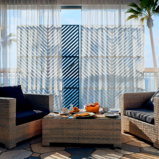 Sunvega 76H x 48W Freestanding Metal Privacy Screen Panel for Deck Balcony Patio