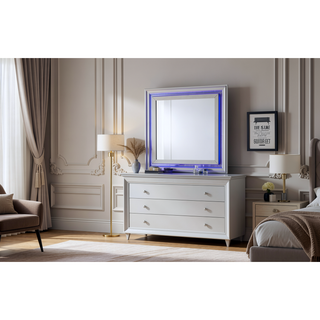 Sunvega Silver Champagne Nightstand with Two Spacious Drawers for Bedroom