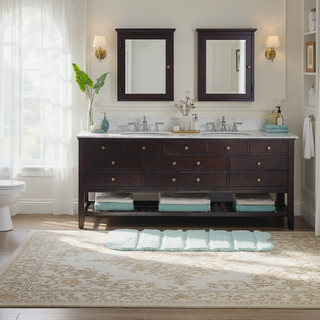 Sunvega Soft Fade Resistant Non Skid Bath Rug with High Low Stripe Design
