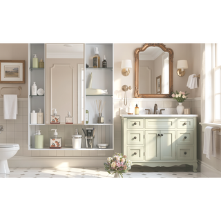 Sunvega Wall Mounted Medicine Cabinet with Mirror and Adjustable Storage Shelves