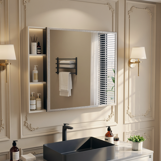 Sunvega 32-inch Aluminum Silver Bathroom Mirror with Durable Frame and Sleek Finish