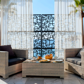Sunvega 76" H x 48" W Freestanding Metal Privacy Screen for Deck Balcony Patio