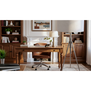 Sunvega Adjustable Tripod Table Lamp with Brushed Nickel Base and Fabric Shade