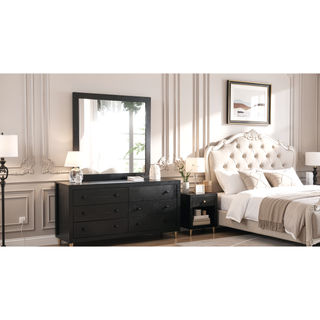 Sunvega Dark Brown Tufted Polyurethane Upholstered King Size Bed Frame
