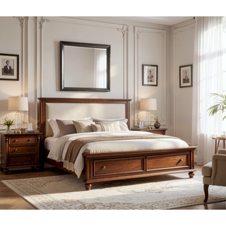 Sunvega Dark Brown Tufted Polyurethane Upholstered King Size Bed Frame