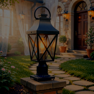 Sunvega Traditional Matte Black Outdoor Wall Sconce with Clear Glass Shade for Front Door