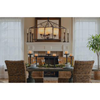 Sunvega Sleek Industrial Style Iron and Glass Chandelier for Kitchen Dining Room