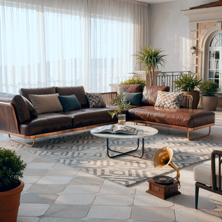 Sunvega Reversible Outdoor Rug with Protective Coating and Strap Stakes for Patio