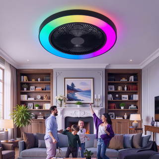 Sunvega 23-inch Smart Ceiling Fan Light with RGB LED Dimmable Color-Changing for Living Room