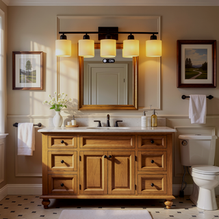 Sunvega Gold Vanity Light Fixture with Milky White Glass Shade for Mirror Bathroom
