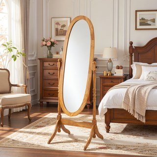 Sunvega Silver Cheval Mirror with Wood Frame for Traditional Decor Tilts