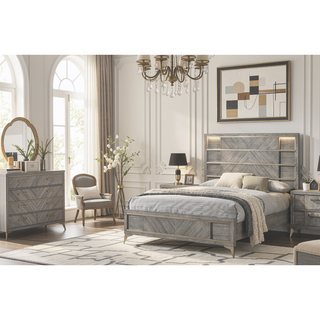 Sunvega Sand Colored Beveled Glass Poster Mirror with Metal Accents