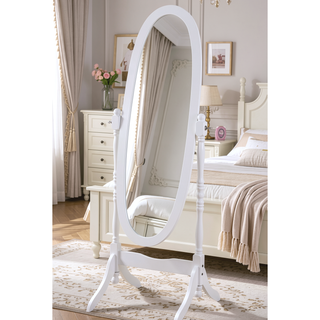 Sunvega Silver Cheval Mirror with Wood Frame for Traditional Decor Tilts