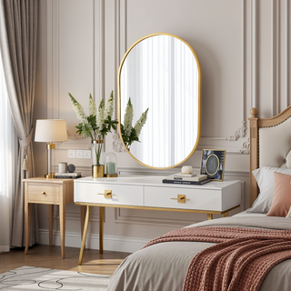 Sunvega 20x28 Inch Oval Shatterproof Mirror with Aluminum Frame for Modern Rooms