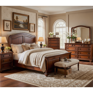 Sunvega Classic Traditional Nightstand in Rich Cappuccino Wood Veneer with Felt Lined Drawers