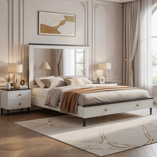 Sunvega Dark Top Finish Nightstand with Spacious Drawers and Block Style Feet