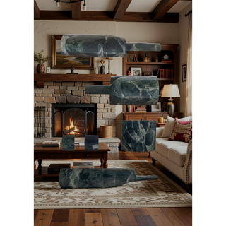 Sunvega Diamond Green Natural Marble Luxury Living Room Accessories 7 Pcs Set
