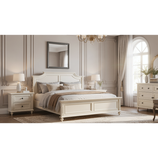 Sunvega Modern Gray Gunmetal Wood Mirror with Smooth Finish for Bedroom