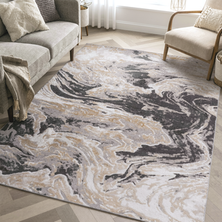 Sunvega 5x7 Grey Abstract Non-Shedding Stain Resistant Area Rug for Living Room